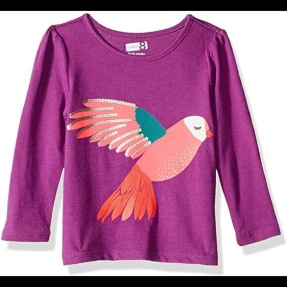 NWT Girls Crazy 8 LS Parrot Graphic Tee Shirt 2T - Picture 1 of 2